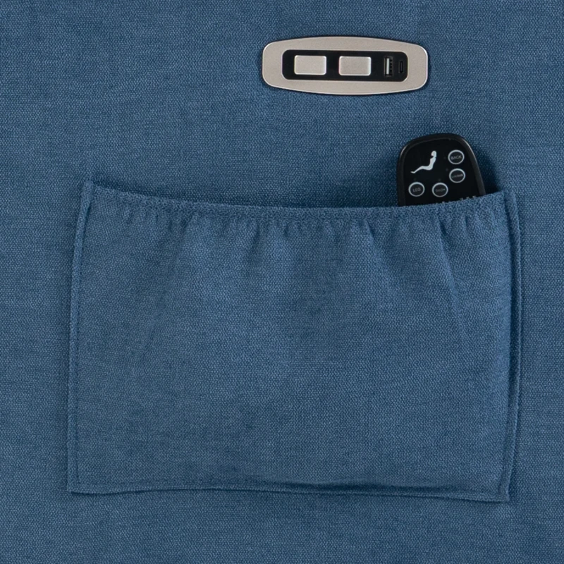 HOMCOM Sillón Relax Reclinable Eléctrico Levanta Personas Masaje Vibratorio y Calor Asiento Ancho USB-C USB-A Bolsillos Azul
