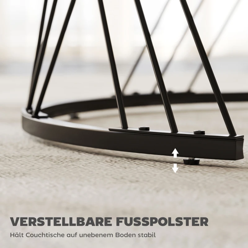 HOMCOM Set van 2 Salontafels, Marmerlook, Spaanplaat, Metaal, Ronde Koffietafels voor Woonkamer, In elkaar te plaatsen, Wit