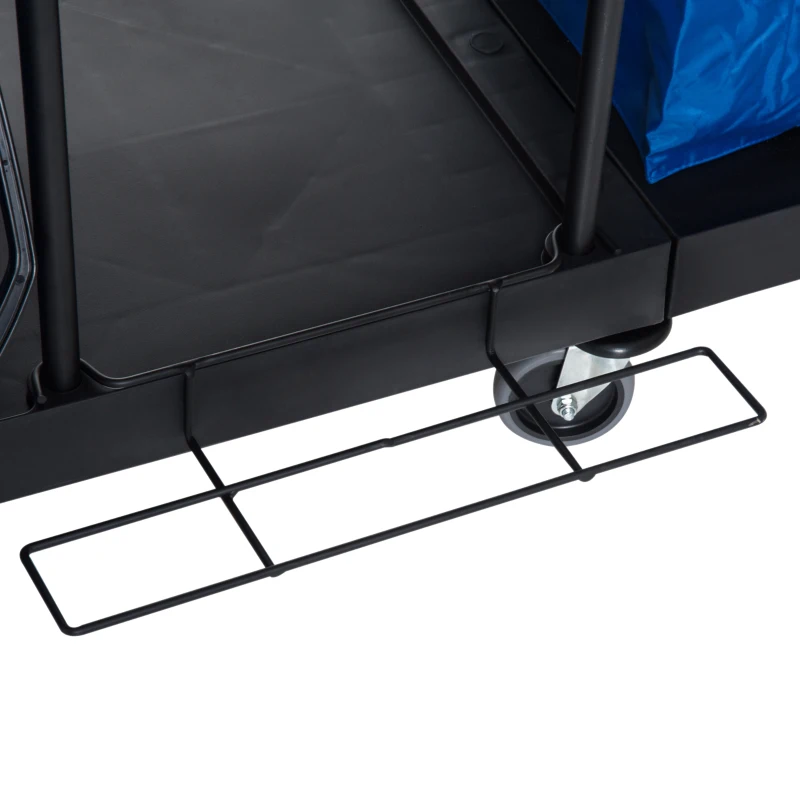 HOMCOM Carro de Limpieza con Bolsa de Basura Carro de Servicio con Cubos de Fregar de 18L Escurridor de Prensa y Estantes para Hotel 111x63,3x103 cm Multicolor