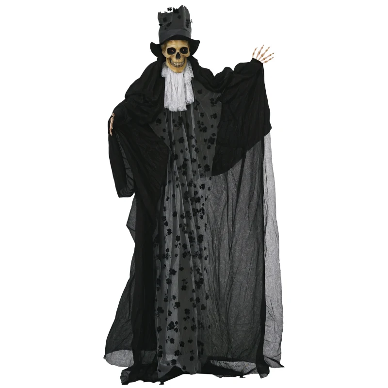 Outsunny Halloweendecoratie spookbruidegom met speciale effecten en geluidsfunctie 110 cm x 18 cm x 183 cm