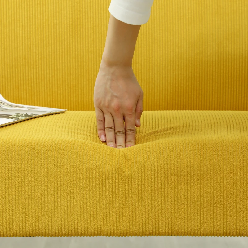 HOMCOM Tweezitsbank met Corduroy Bekleding, Dikke Vulling en Stevige Houten Poten voor Woonkamer, Slaapkamer, Kantoor, Geel