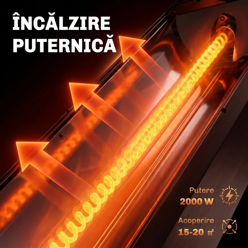 Outsunny încălzitoare Electrice cu Infraroșu 2000W IP65 Negre