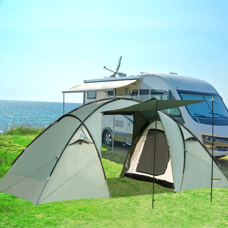Outsunny Familienzelt Campingzelt 4-5 Personen Großer Stauraum Wasserdicht WS 2000mm mit Dach Grün