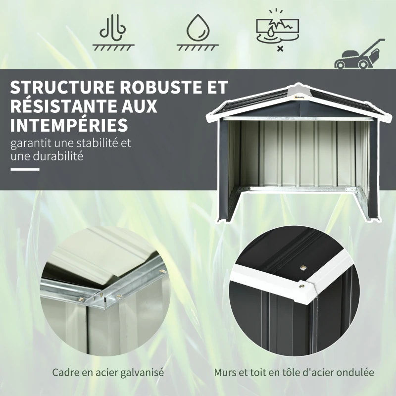 Outsunny Abri de jardin pour tondeuse à gazon robot-tondeuse - garage tondeuse robot - tôle acier gris
