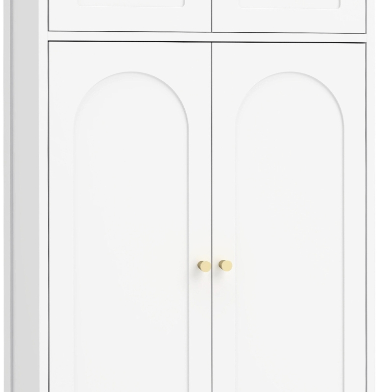 HOMCOM Smalle badkamerkast met 2 laden en verstelbare legplank, 60 x 30 x 108 cm, wit