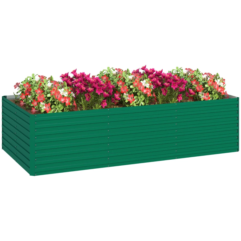Outsunny Jardinière surélevée galvanisée rectangulaire pour l'extérieur - fond ouvert - 240 x 120 x 60cm, vert
