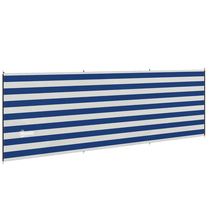 Outsunny 4 Pole Camping Windbreaks, Beach Wind Shield Shelter with Carry Bag and Steel Poles, 540cm x 150cm, Dark Blue