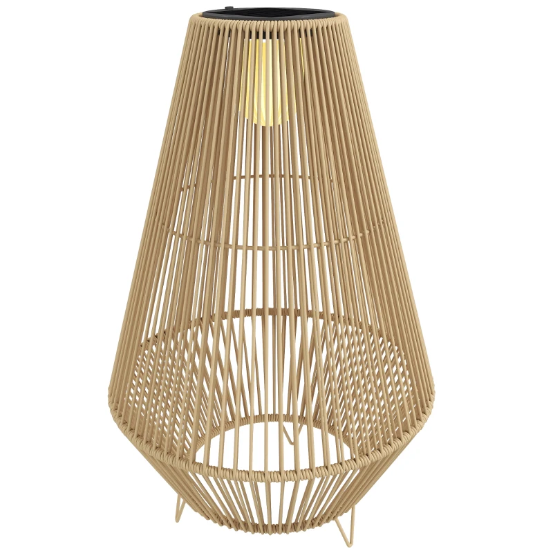 Outsunny Solar staande rattanlamp met lichtsensor, LED, boho-stijl, IP44 waterdicht