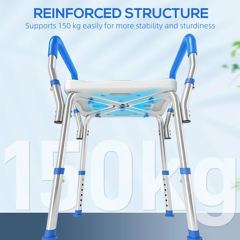 HOMCOM 57-69cm Aluminium Frame Bath Seat