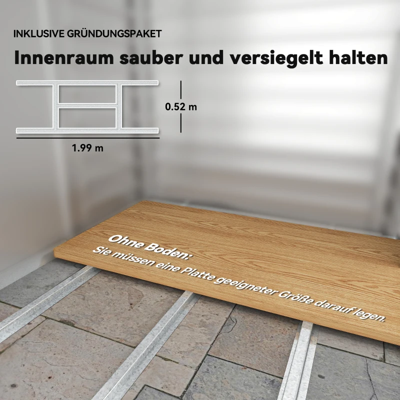 Outsunny 2,43 m² tuinschuur, 213 x 131 x 192 cm, tuinschuur met zadeldak, afsluitbare schuifdeur, weerbestendig, Grijs