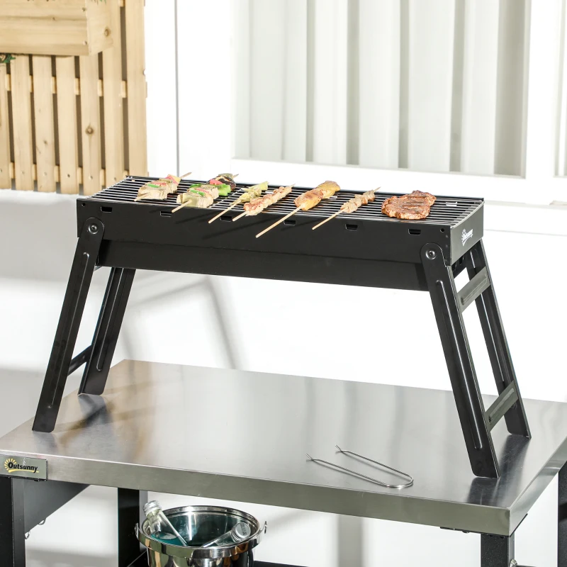 Outsunny Foldable Charcoal Grill - Black