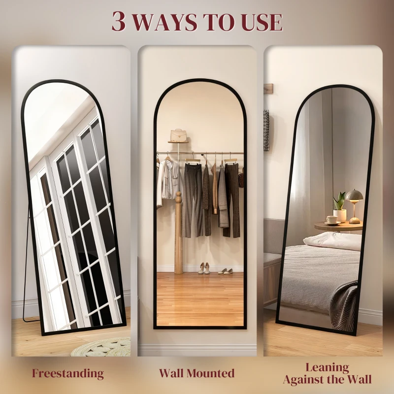 HOMCOM 165cm Aluminium Frame Standing Mirror - Black