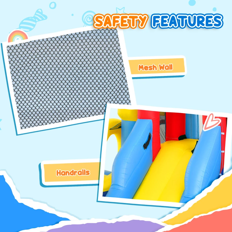 AIYAPLAY Inflatable Bouncy Castle, Kids Water Bounce House 6 in 1 with 550W Blower, 2 Slides for Garden, Party, Outdoor Indoor