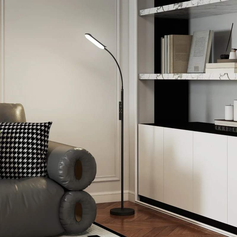 HOMCOM Lampadaire sur pied de salon avec télécommande, contrôle tactile, température couleur et luminosité réglables, noir