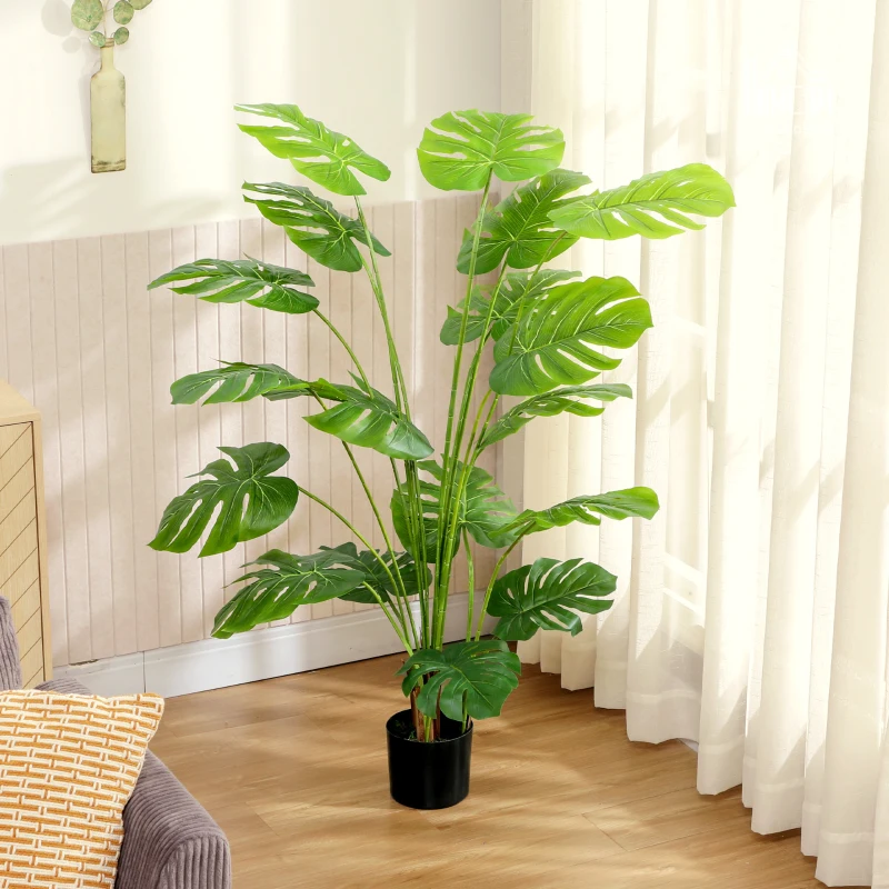 HOMCOM Plante artificielle arbre artificiel monstera deliciosa avec pot inclus hauteur 150 cm intérieure vert