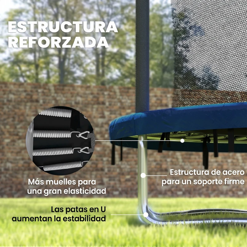 SPORTNOW Cama Elástica Infantil Trampolín con Red de Seguridad Ø183x200 cm Azul