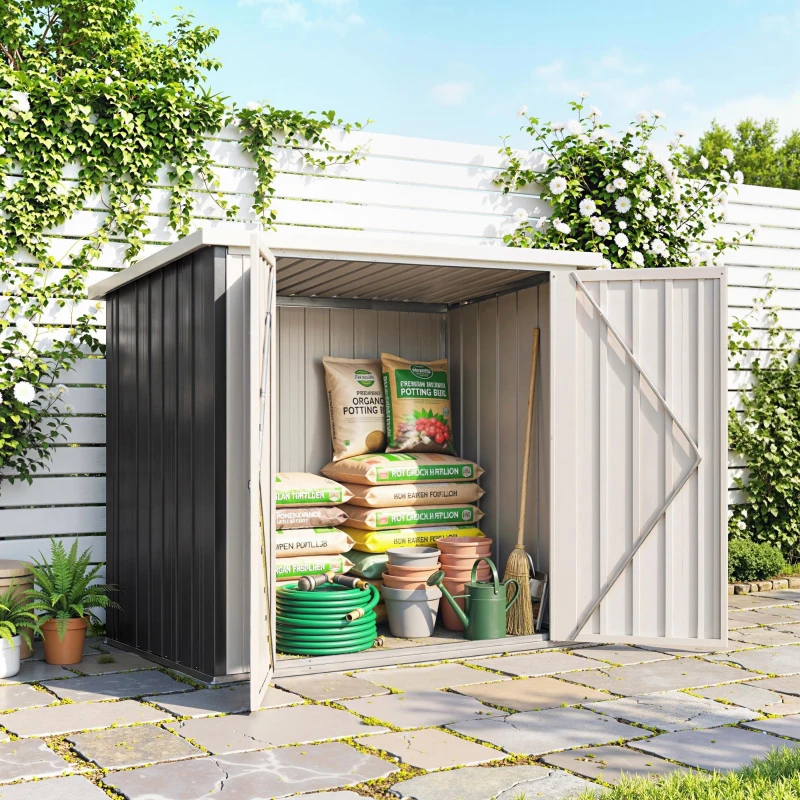 Outsunny Cobertizo de Jardín de Exterior 1,26 m² 147x86x134cm con 2 Puertas y Cerradura para Almacenamiento de Herramientas Negro