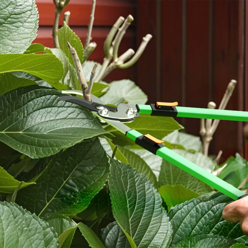 Outsunny Heggenschaar Set 2-delig Tuinschaar Meslengte 90 cm Takschaar met metalen mes, uitschuifbare handgreep