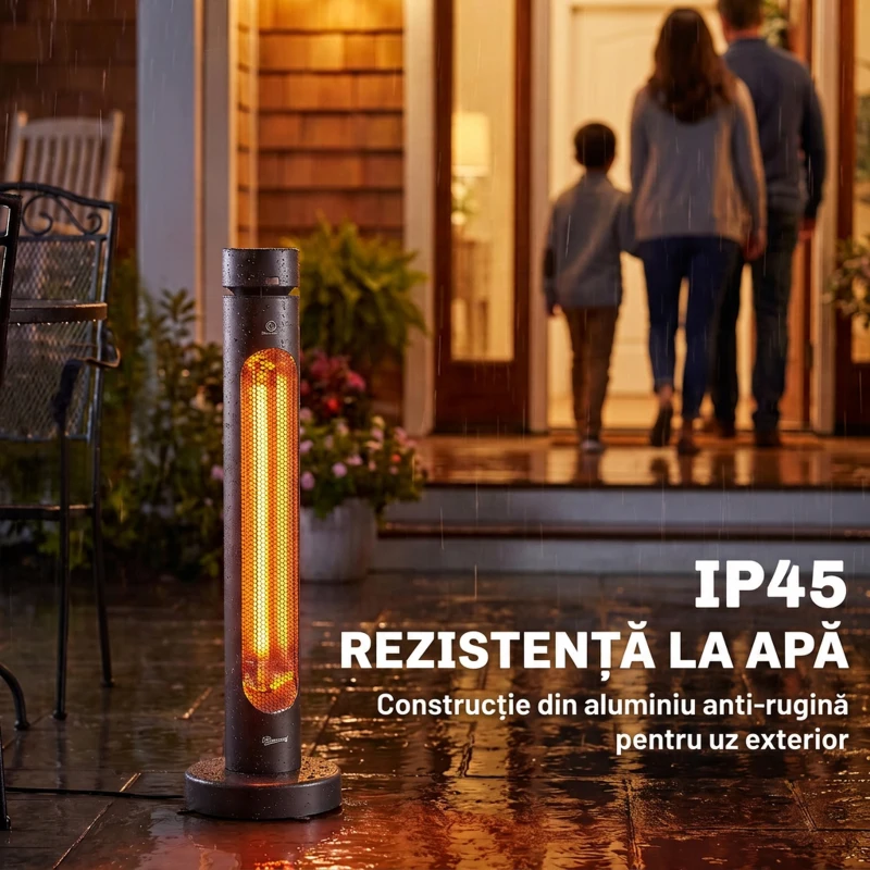 Outsunny Încălzitor Electric Oscilant cu Infraroșu, 2000 W, cu Telecomandă, Negru