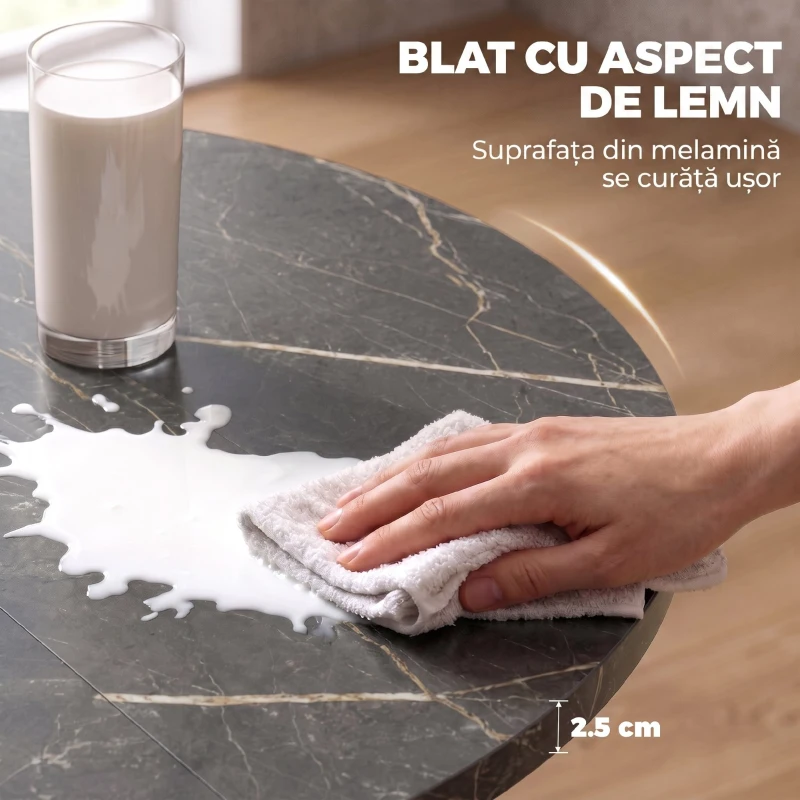 HOMCOM Masă de Sufragerie Extensibilă pentru 4-6 Persoane cu Picior în Formă de X, Negru