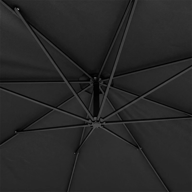 Outsunny 3 m Overhanging Cantilever Parasol, with Cross Base - Black