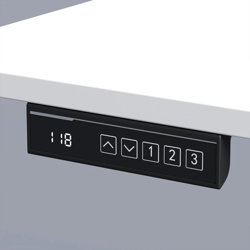 HOMCOM Bureau Assis Debout Électrique 120 x 60 cm, Mémoire 3 Hauteurs, Sécurité Enfant et Anti-Collision, pour Travail, Blanc
