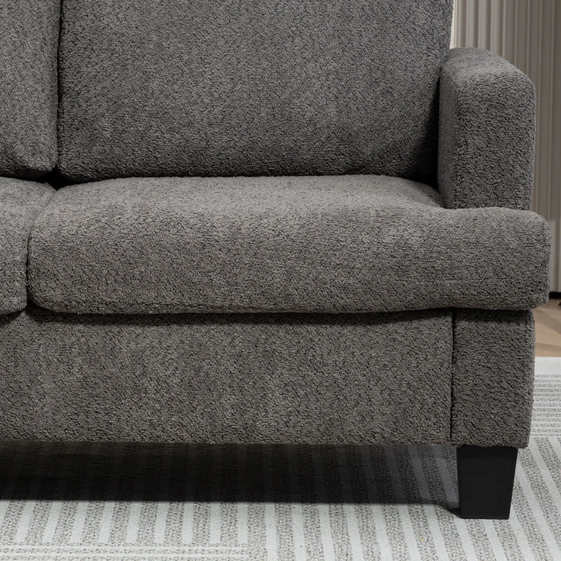 HOMCOM Canapé 2 places 120 cm avec coussins de dossier amovibles, tissu chenille pour salon, chambre, bureau, gris foncé