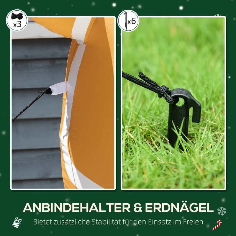 HOMCOM Opblaasbare kerstdecoratie 1,83 m – Peperkoekman met strik, 3 LED's en ingebouwde opblaspomp
