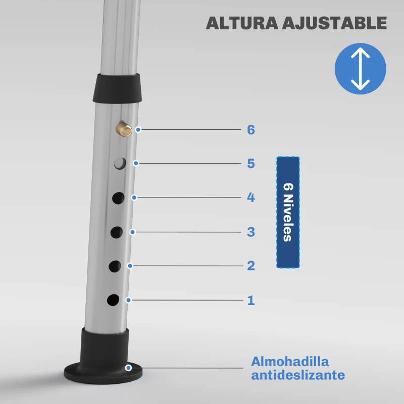 HOMCOM Silla Ducha Personas Mayores con Respaldo Altura Ajustable en 6 Posiciones Carga 136 kg para Ancianos y Discapacitados