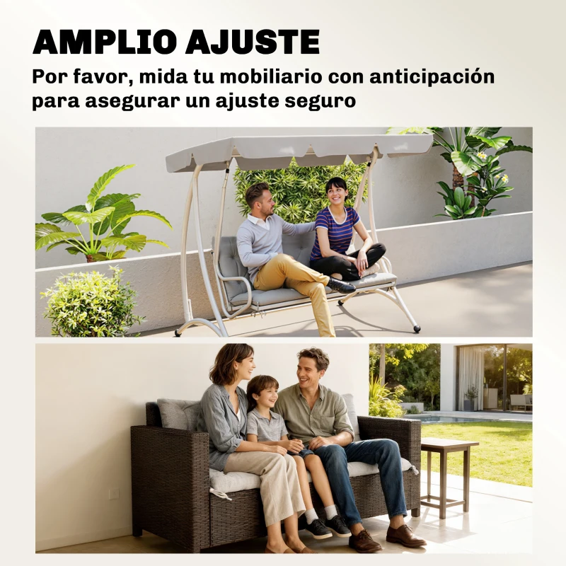 Outsunny Cojín para Banco de Jardín con Respaldo Relleno Grueso y Cintas de Sujeción para Interior y Exterior 150x98x8 cm Gris