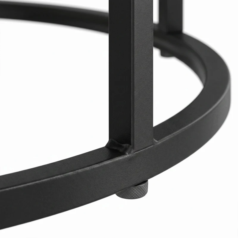 HOMCOM Ronde salontafelset, 2-delig, Industriële bijzettafels met metalen frame voor woonkamer en slaapkamer, Bruin