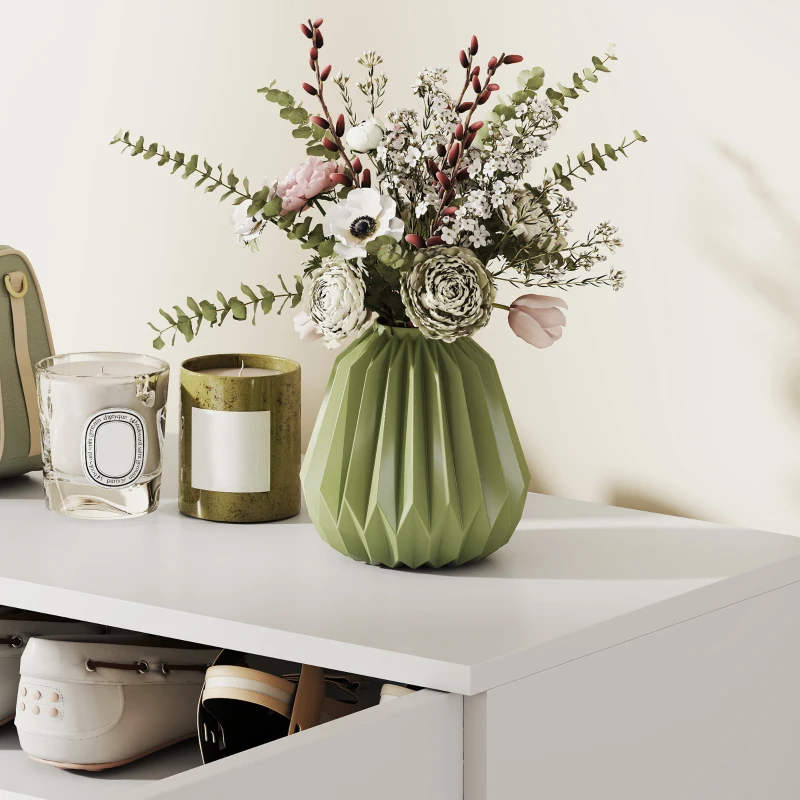 HOMCOM Schoenenkast met 2 deuren, 6 verstelbare planken, soft-close scharnieren voor 21 paar, natuurlijk hout