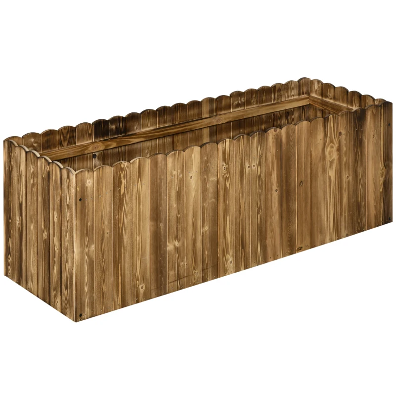 Outsunny Jardinera de Madera Jardinera Elevada para Cultivos Verduras Flores en Patio Balcón Terraza 120x40x40 cm Carbonizada