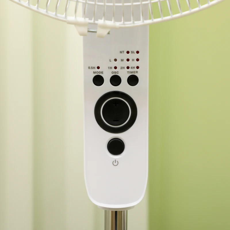 HOMCOM Ventilateur sur pied puissant 45 W réglable en hauteur 110-124 cm, télécommande, 3 vitesses, oscillation et minuterie