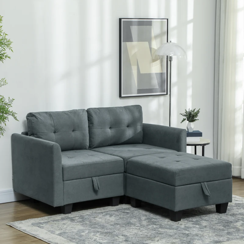 HOMCOM 'L' Shape Modular Storage Sofa - Dark Grey