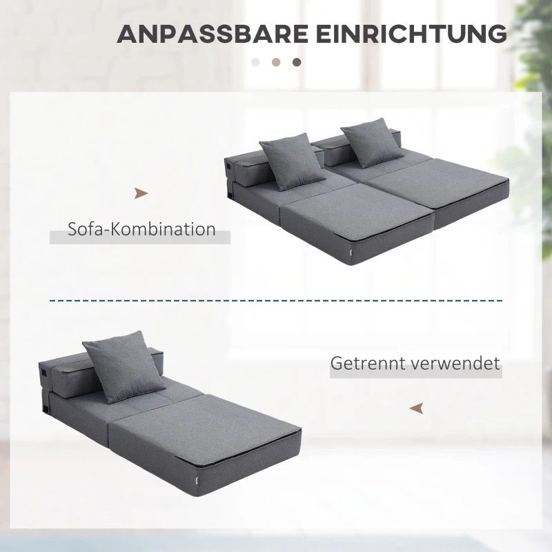 HOMCOM Slaapstoel Relaxstoel Gastenbed. Afneembare hoes, 70 cm x 70 cm x 61 cm, Donkergrijs(m-7)