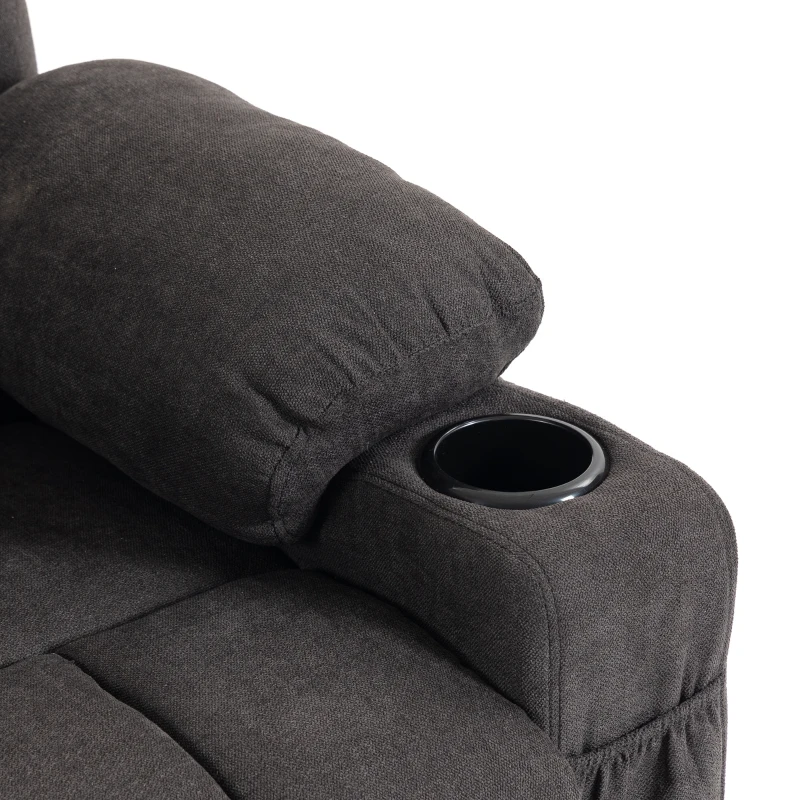 HOMCOM Sillón Relax Reclinable Eléctrico Levanta Personas Masaje Vibratorio y Calor Asiento Ancho USB-C USB-A Bolsillos Negro