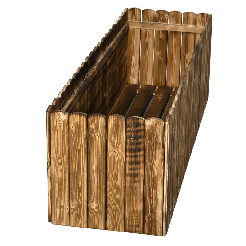 Outsunny Jardinera de Madera Jardinera Elevada para Cultivos Verduras Flores en Patio Balcón Terraza 120x40x40 cm Carbonizada
