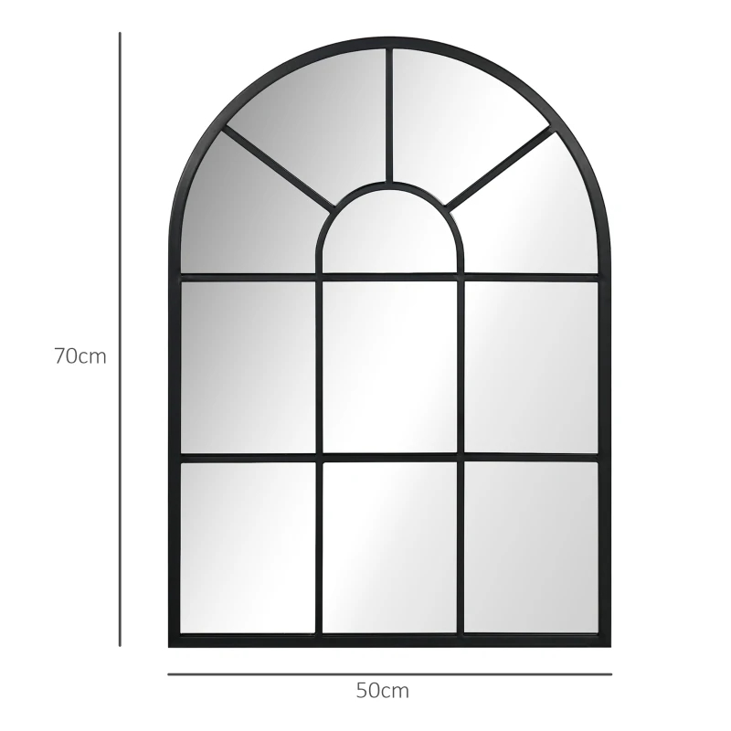 HOMCOM Espejo Decorativo de Pared 50x70cm Espejo de Ventana de Metal para Salón Dormitorio Entrada Estilo Moderno Negro