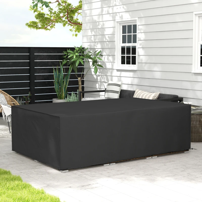 Outsunny Housse salon de jardin bâche housse table de jardin tissu Oxford étanche anti-UV, 222 x 155 x 67 cm, noir