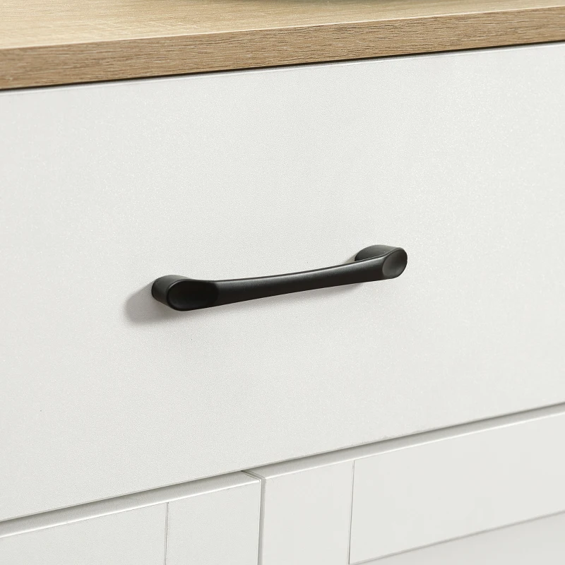 HOMCOM Dessert îlot de cuisine multi-rangements 1 tiroir 1 placard 2 portes avec étagère réglable porte-torchons et porte-épices - bois blanc