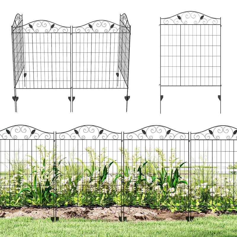 Outsunny Tuinhek Gaashek Hek, Vintage-Design, weerbestendig, 352 cm x 0.8 cm x 143 cm, Zwart