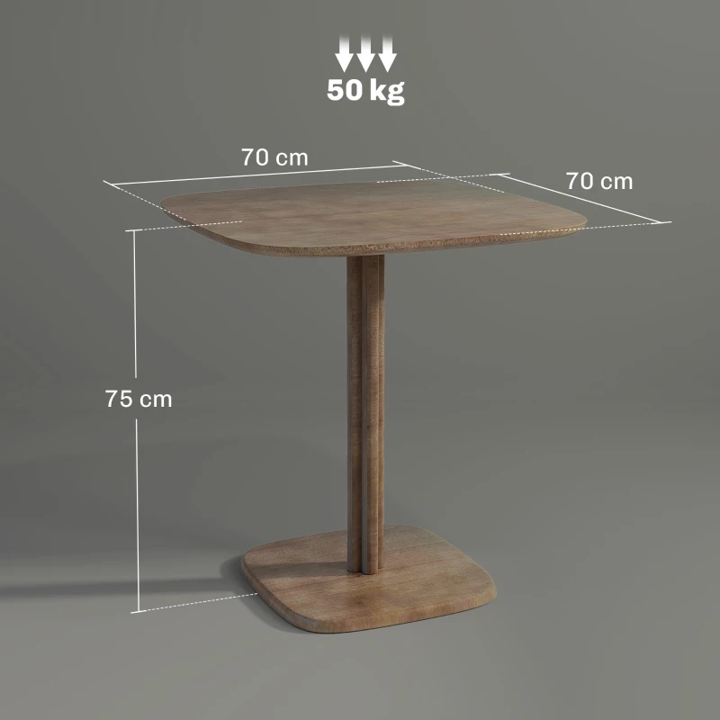 HOMCOM Table à manger pour 4 personne table de cuisine carrée style moderne avec plateau aspect bois, 70 x 70 cm, marron