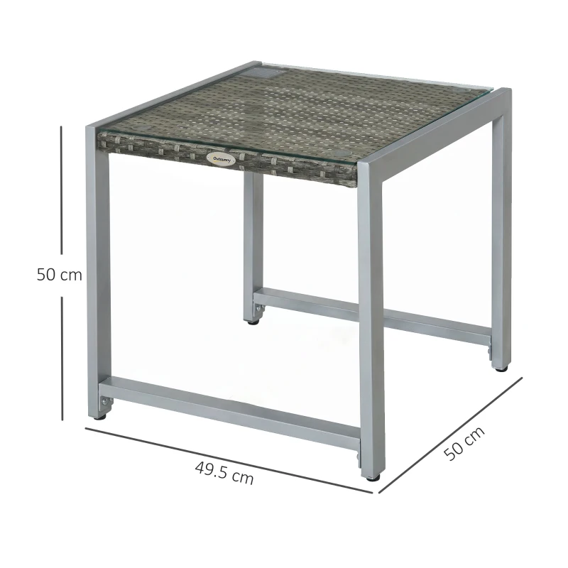 Outsunny Rattan End Table Side Coffee Desk Outdoor Patio Wicker Sofa Chat Garden Furniture