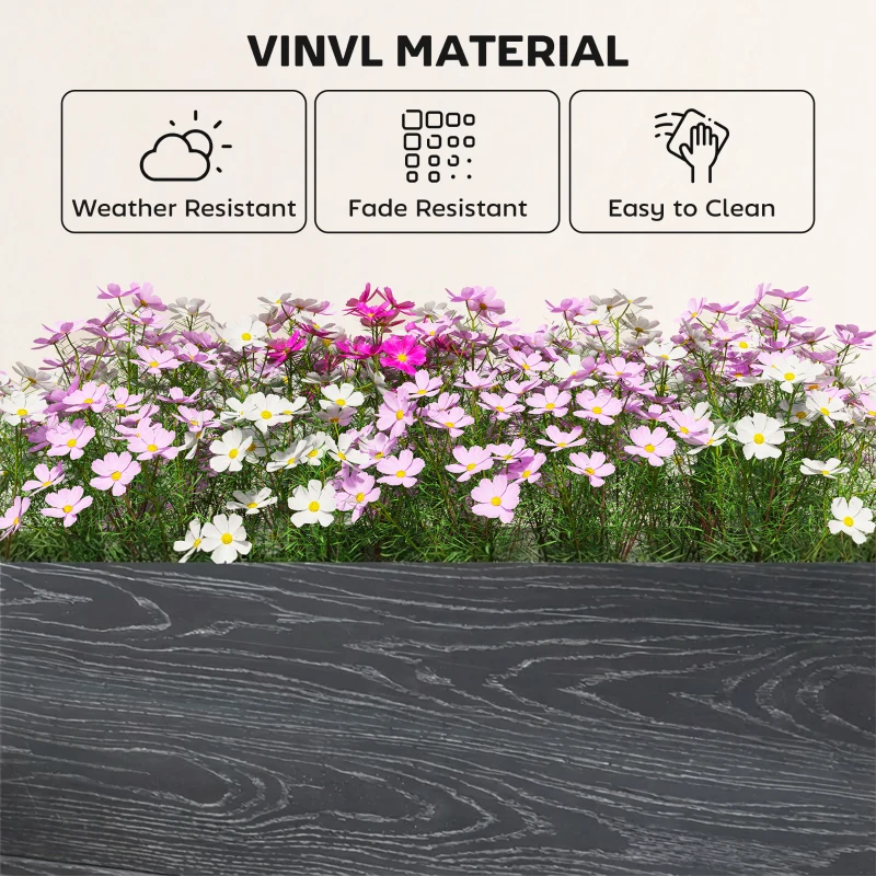 Outsunny Vinyl Raised Garden Bed Kit, 3 x 3 x 1ft Modular Elevated Garden Box with Slotting Legs and Open Bottom, Dark Grey