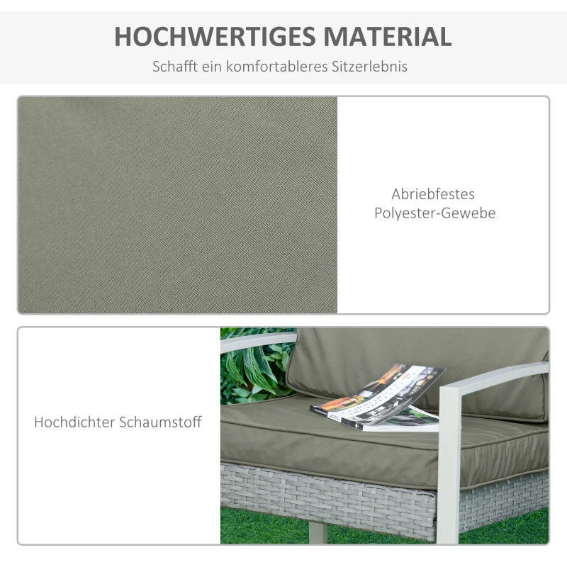 Outsunny 2-delige stoelkussenset, 56 x 52 cm, met rits, stofhoes, 7 cm dikke zitkussens, wasbaar, donkergrijs