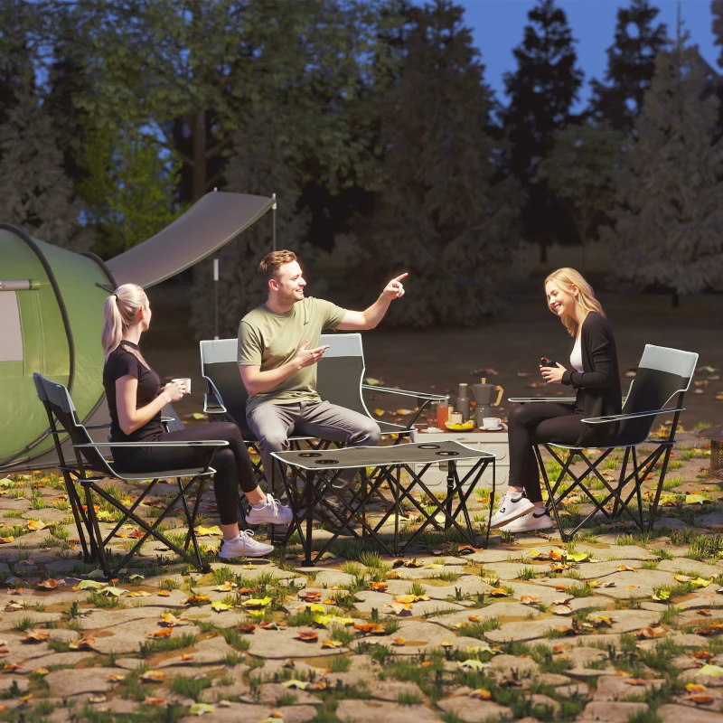 Outsunny Four-Piece Portable Picnic Table Set - Grey