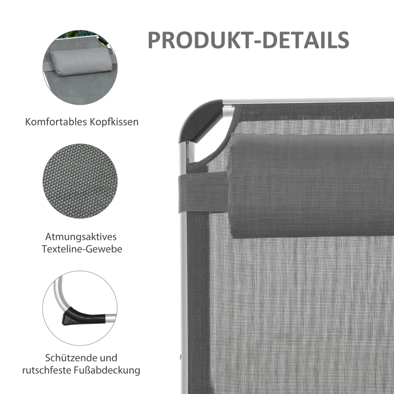Ligstoel aluminium ligstoel met hoofdkussen relax ligstoel 5-voudig verstelbaar inklapbaar