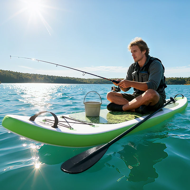 HOMCOM Tabla de Paddle Surf Hinchable 305x76x10 cm con Remo Ajustable y  Bolsa de Transporte e Inflador Verde