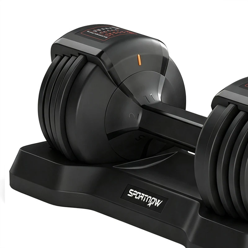 SPORTNOW Haltères Réglables Rapide 5 Niveaux, 2 x 11 kg, Verrou de Sécurité, Poignée Antidérapante, Bases de Rangement, Noir